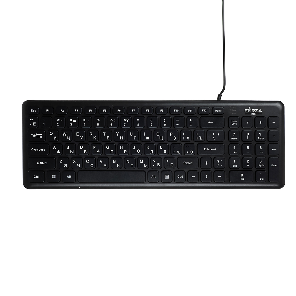 Клавиатура проводная FORZA, черный, 382x126x21.3мм, кабель 150см, арт.№ 405-108