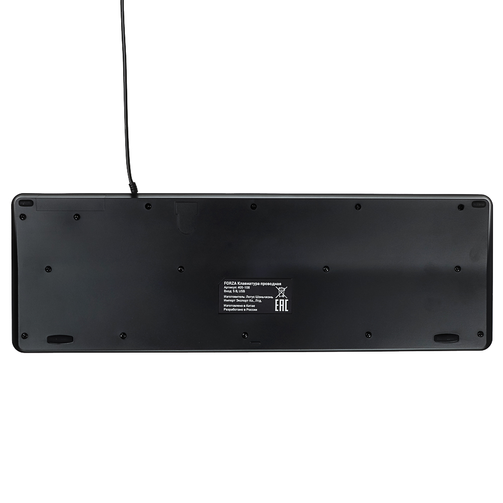Клавиатура проводная FORZA, черный, 382x126x21.3мм, кабель 150см, арт.№ 405-108