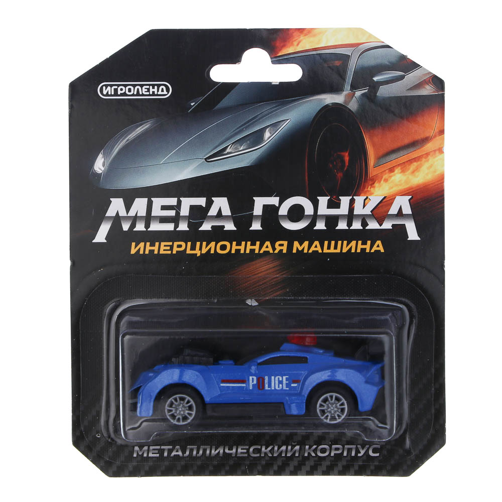 ИГРОЛЕНД Машинка "Мегагонка", инерция, металл, 10,9х13х3 см, 18 дизайнов, арт.№ 292-480