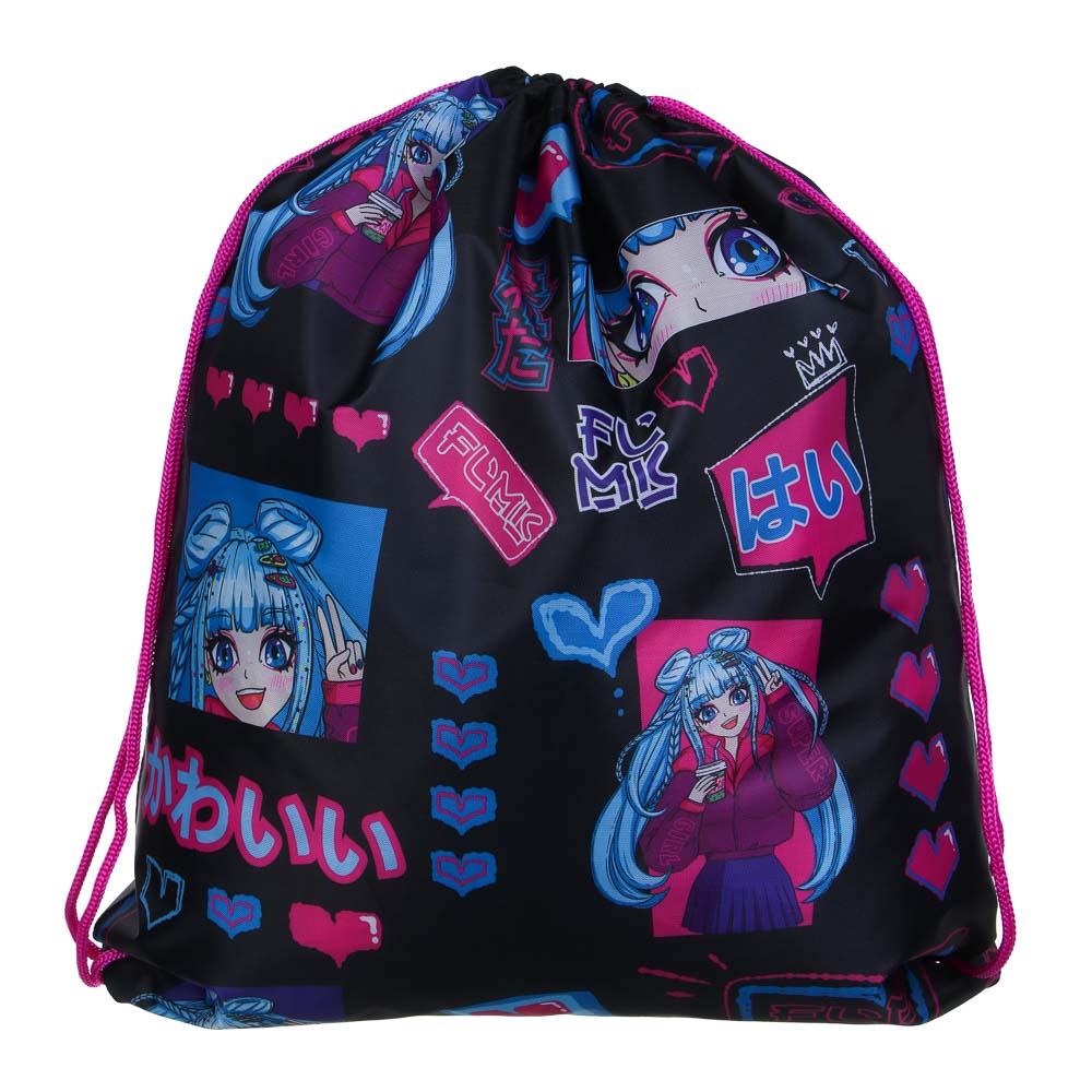 Аниме Мешок для сменной обуви на завязках, увеличенный размер 40x47см, полиэстер, арт.№ 233-008