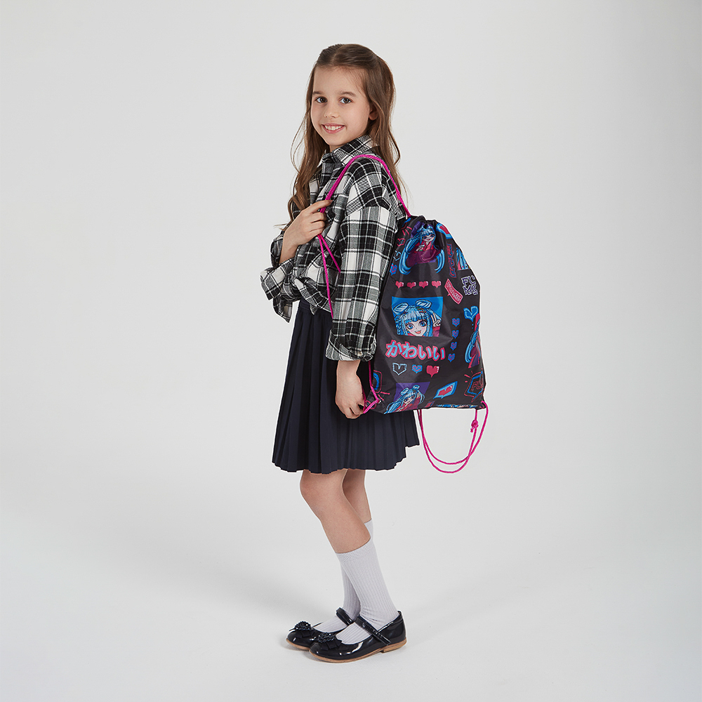 Аниме Мешок для сменной обуви на завязках, увеличенный размер 40x47см, полиэстер, арт.№ 233-008