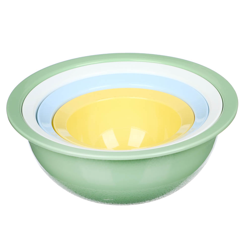 Набор для кухни 4 в 1 (миска 1,3л; миска 2,2л; миска 5л; дуршлаг 26см), пластик, арт.№ 861-383