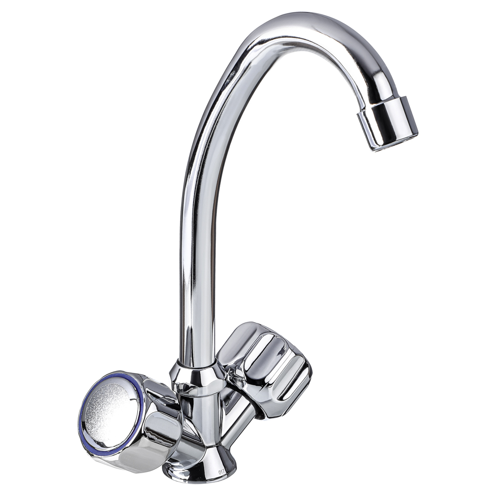 СоюзКран Смеситель для кухни, поворотный излив 20см, керам. кран-буксы 1/2, хром, цинк, SK01-T213, арт.№ 567-071