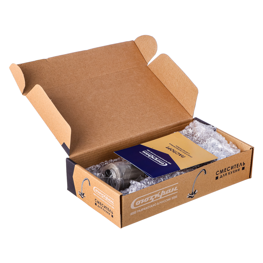 СоюзКран Смеситель для кухни, поворотный излив 20см, керам. кран-буксы 1/2, хром, цинк, SK01-T213, арт.№ 567-071