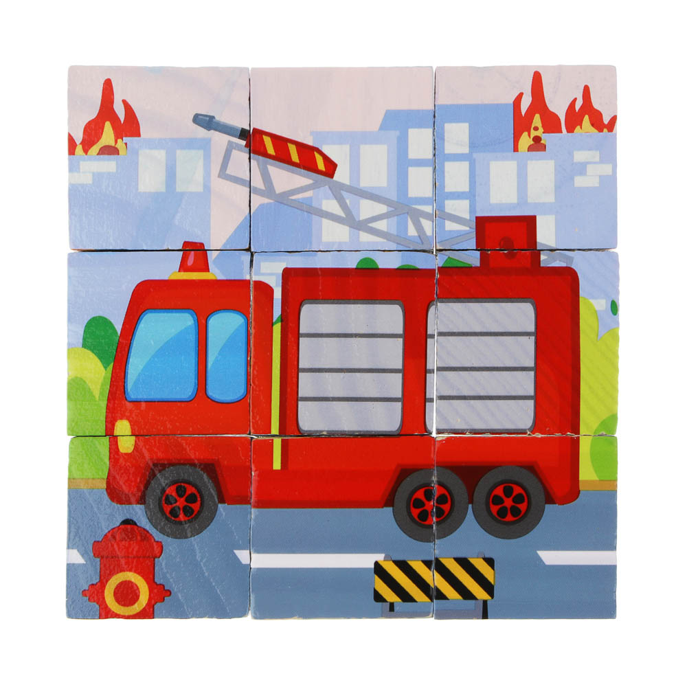 ИГРОЛЕНД Кубики деревянные развивающие для малышей, 13х15см, 4 дизайна, дерево, арт.№ 891-009