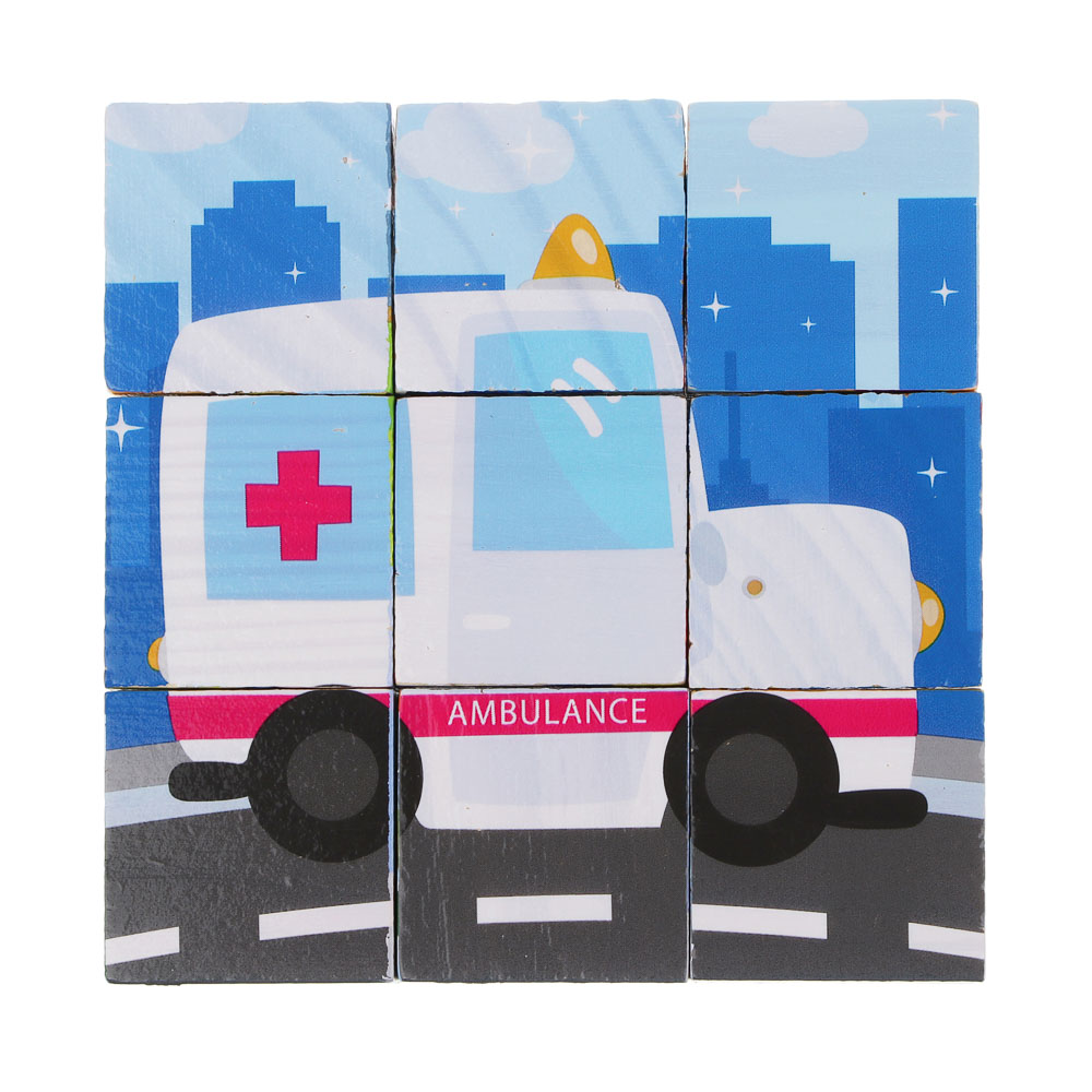 ИГРОЛЕНД Кубики деревянные развивающие для малышей, 13х15см, 4 дизайна, дерево, арт.№ 891-009