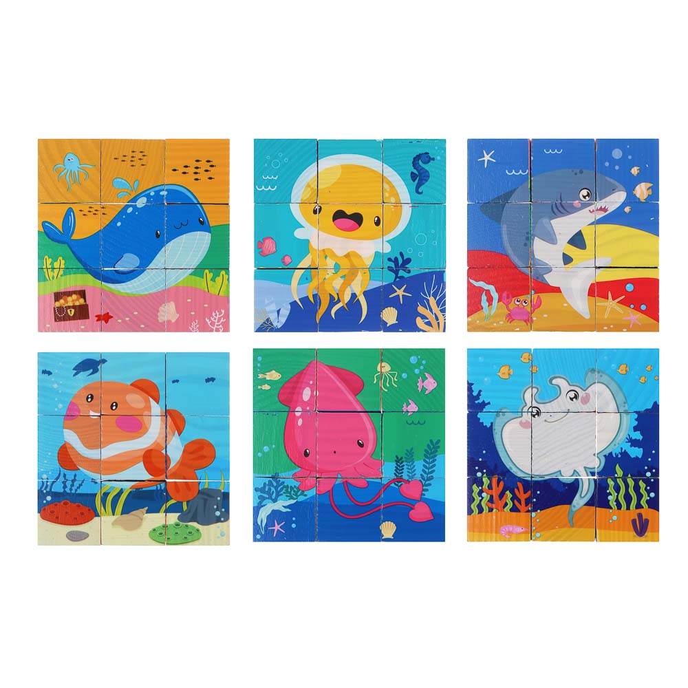 ИГРОЛЕНД Кубики деревянные развивающие для малышей, 13х15см, 4 дизайна, дерево, арт.№ 891-009