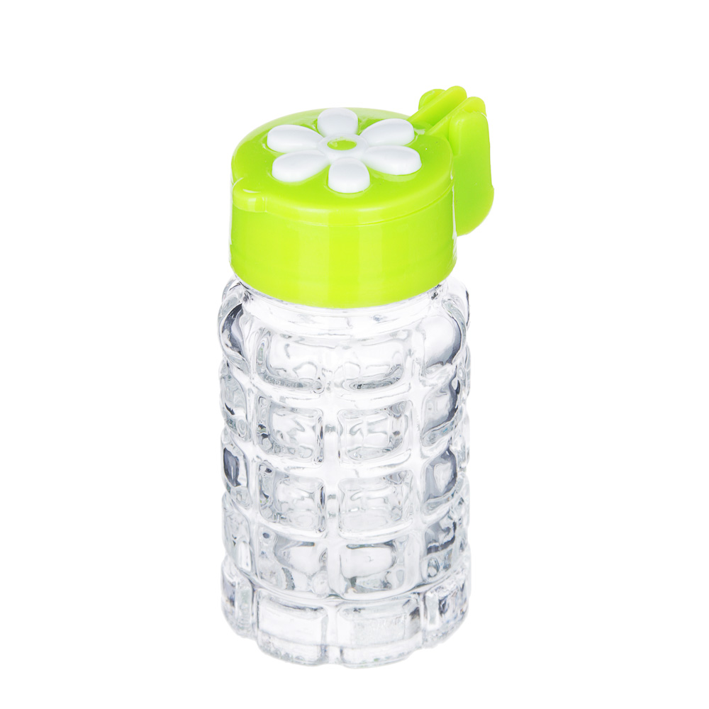 Солонка с крышкой, 8,5x4см, стекло, пластик, Цветок, арт.№ 828-169