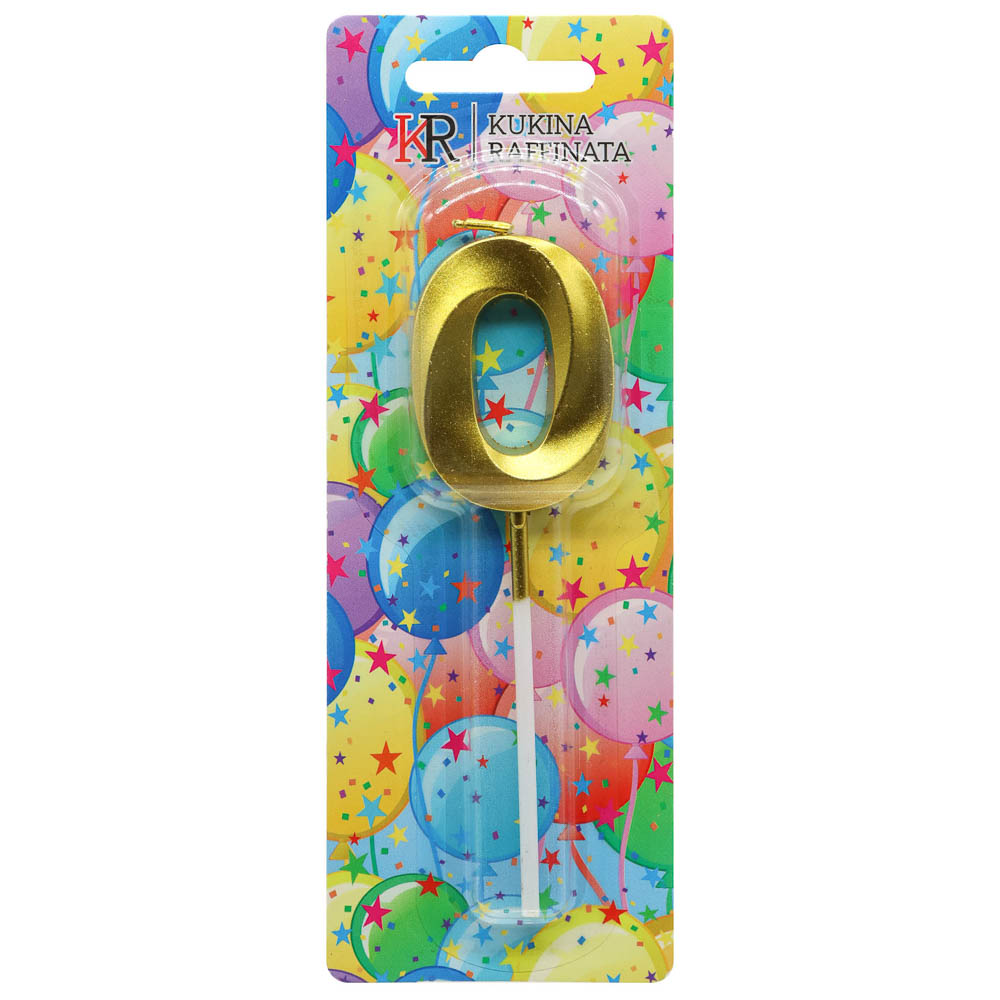 Свеча в торт "Грани", цифра 0, 4,8см, золото, арт.№ 506-314