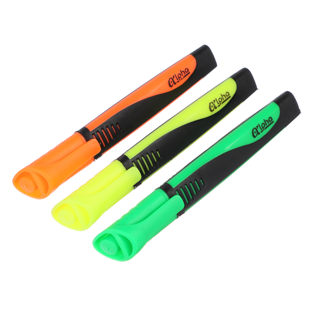 Маркер-выделитель "Альфа", трехгранный корпус, прорезин. вставки, линия 4мм, 13,5с, 3 цвета, арт.№ 613-017