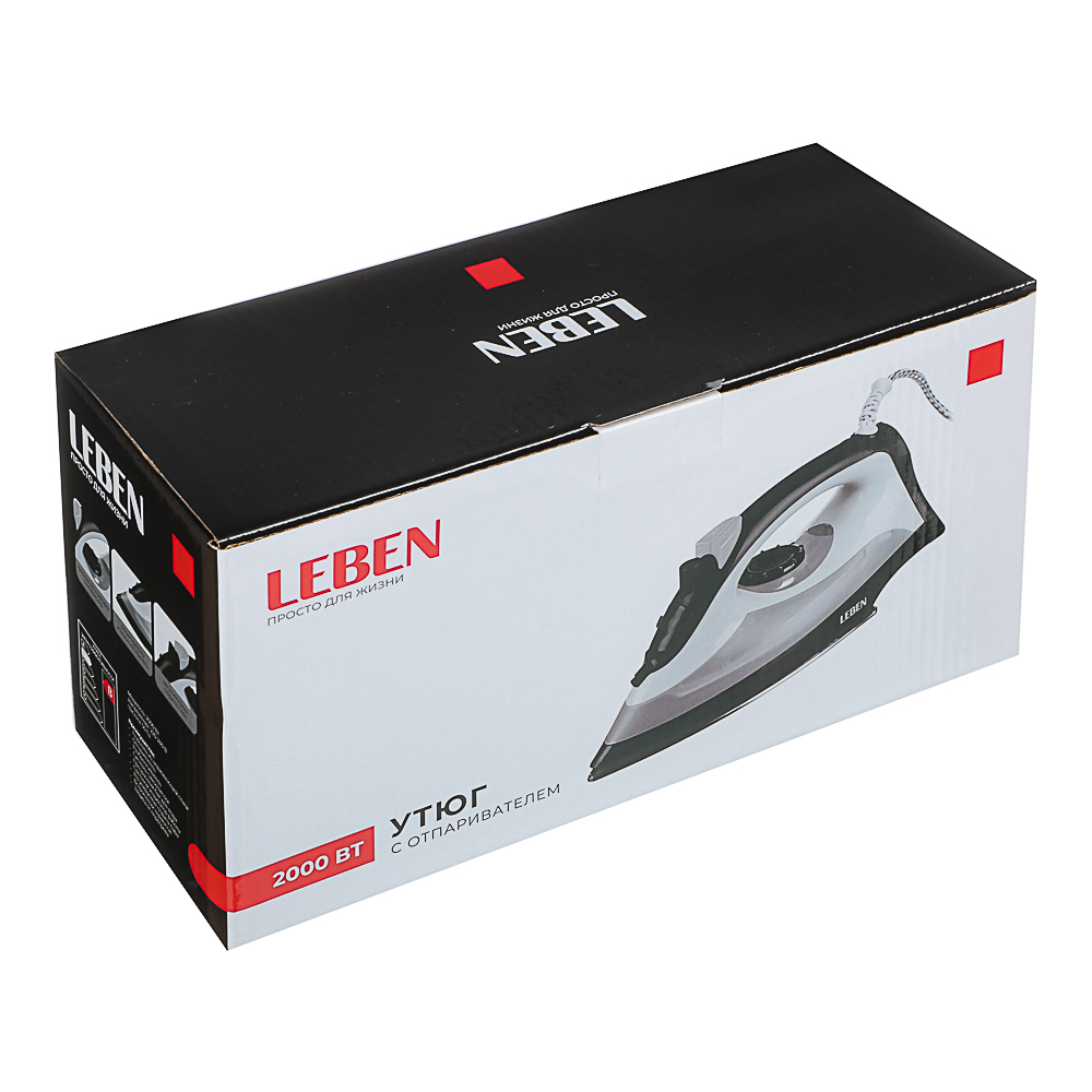 LEBEN Утюг с отпаривателем 2000 Вт, подошва - нерж. сталь, ES-5078, арт.№ 249-015