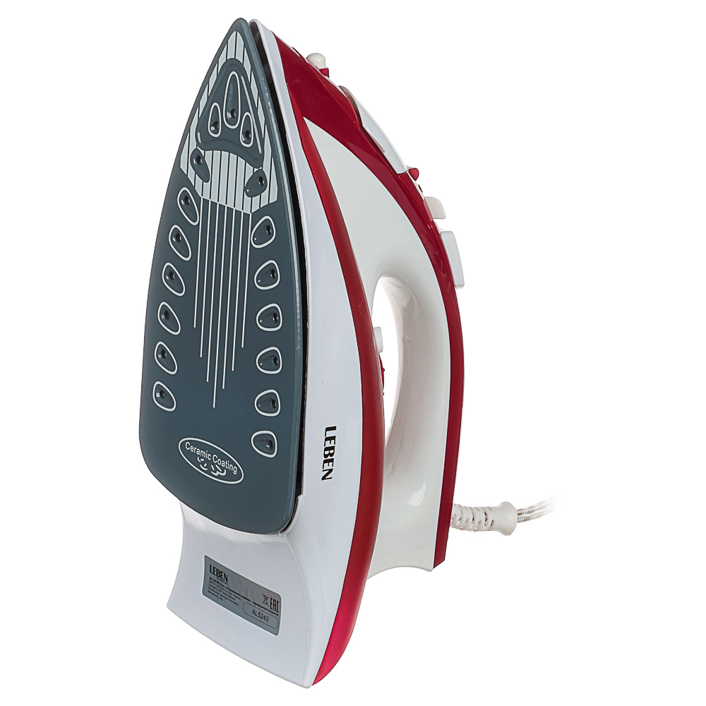 LEBEN Утюг с отпаривателем 2200 Вт, подошва - керамическое покрытие, ES-5198, арт.№ 249-017
