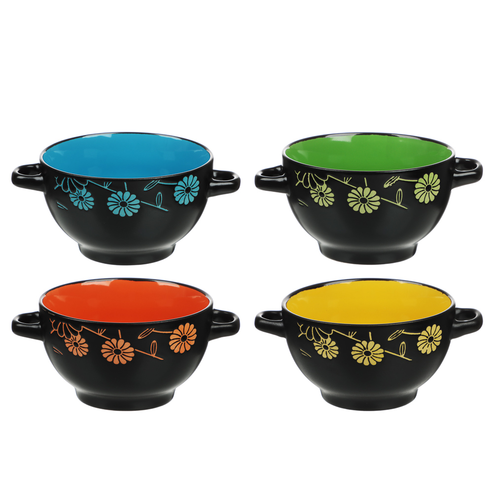 Бульонница, керамика, 550мл, 4 цвета, арт.№ 828-205