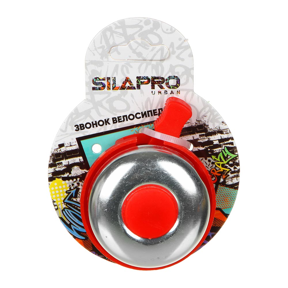SILAPRO Звонок велосипедный Панцирь, нажимной, пластик, 4 цвета, арт.№ 195-024