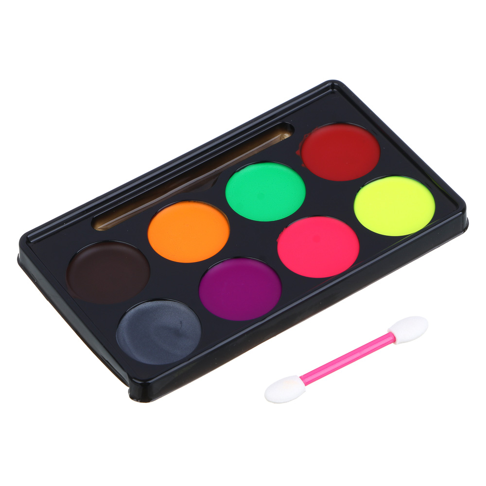 ВСЁГАЗИН Набор грима, люминесцентный, 8цв., аппликатор, 19,5х17,5см, масляный грим, пластик, арт.№ 032-041
