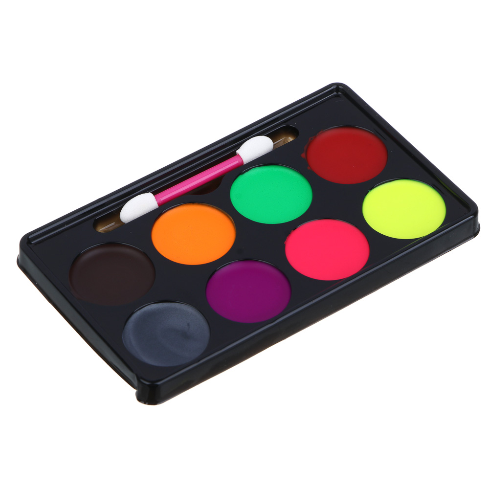 ВСЁГАЗИН Набор грима, люминесцентный, 8цв., аппликатор, 19,5х17,5см, масляный грим, пластик, арт.№ 032-041