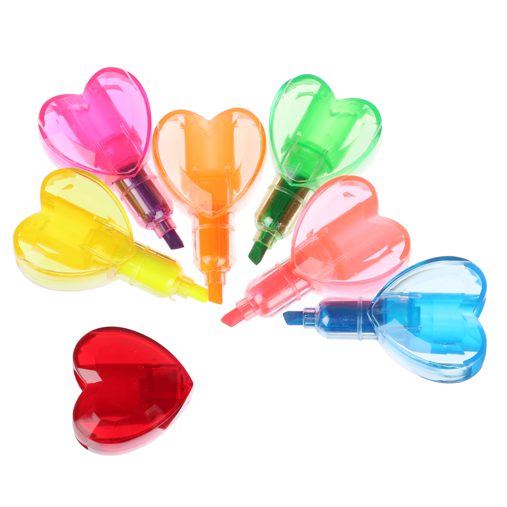 ClipStudio Набор маркеров-выделителей в форме сердца, 6 цветов + 1 колпачок, након. 3мм, ПВХ бокс, арт.№ 613-025