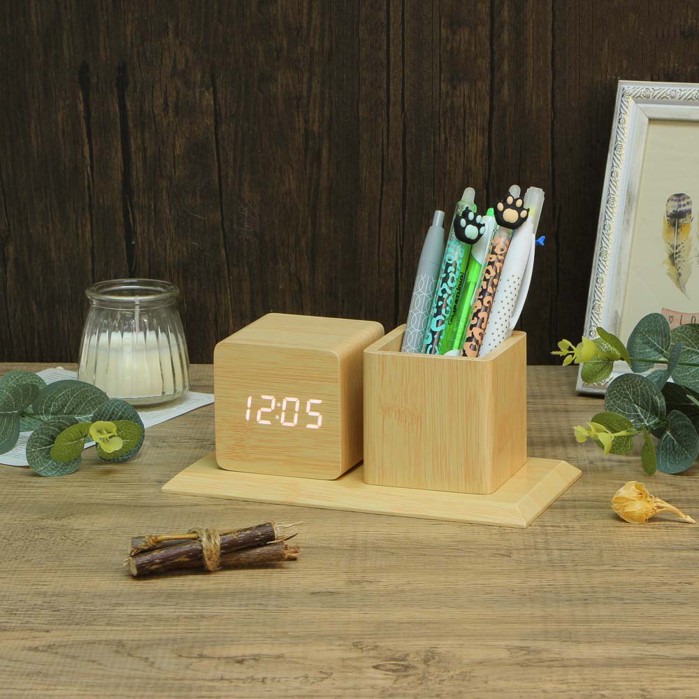 LADECOR CHRONO Будильник электронный, 19x10x10 см, USB, дерево, арт.№ 529-245