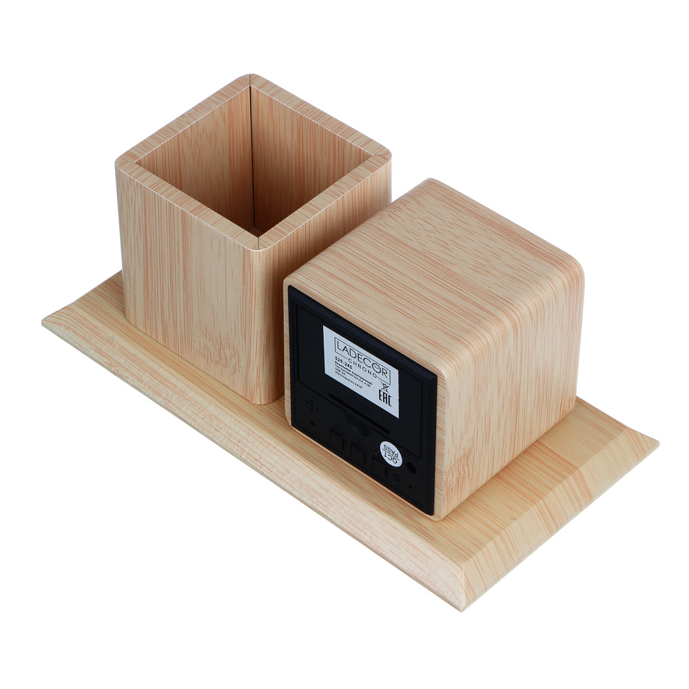 LADECOR CHRONO Будильник электронный, 19x10x10 см, USB, дерево, арт.№ 529-245