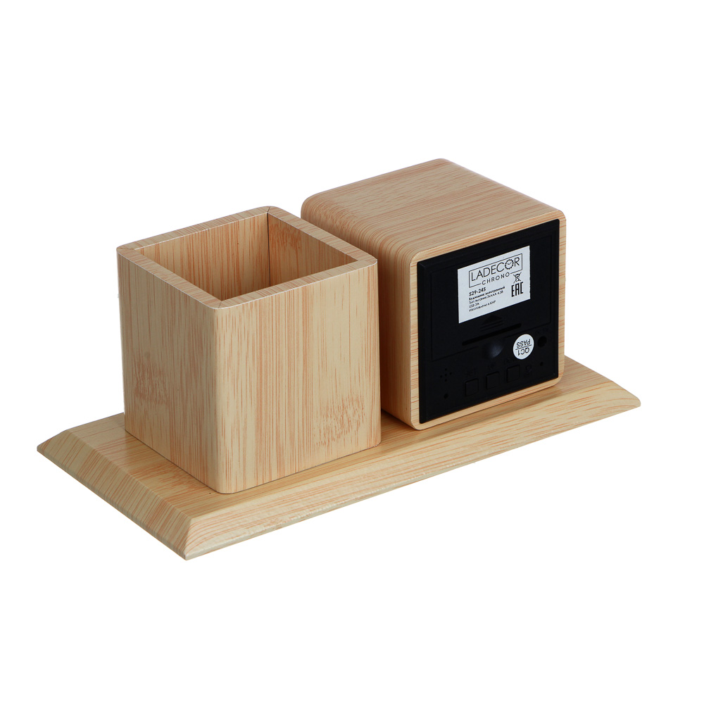 LADECOR CHRONO Будильник электронный, 19x10x10 см, USB, дерево, арт.№ 529-245