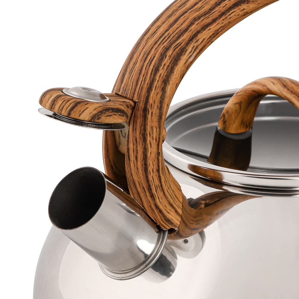 VETTA Чайник стальной 3.0л "Ива" зеркальный, стеклянная крышка, индукция, арт.№ 847-059