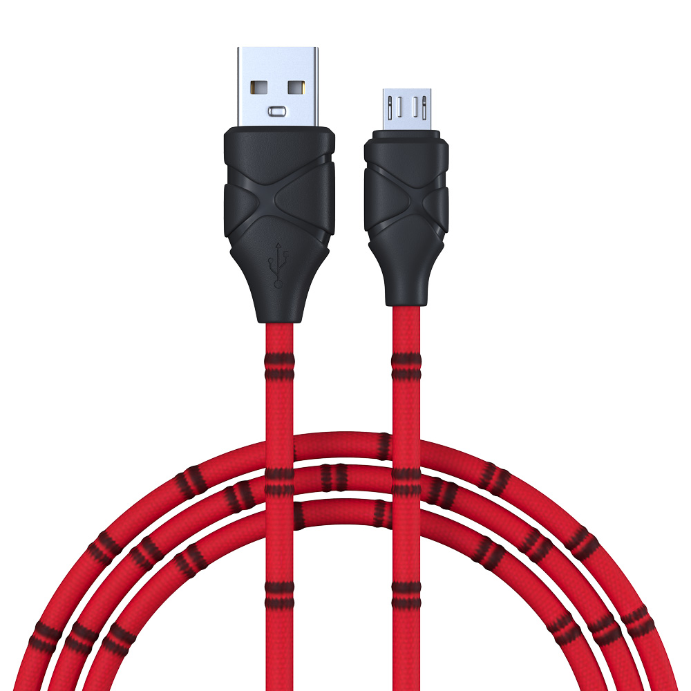 Кабель для зарядки USB(A)-microUSB FORZA Питон, 1м, 2А, тканевая оплётка, 3 цвета, пакет, арт.№ 470-076
