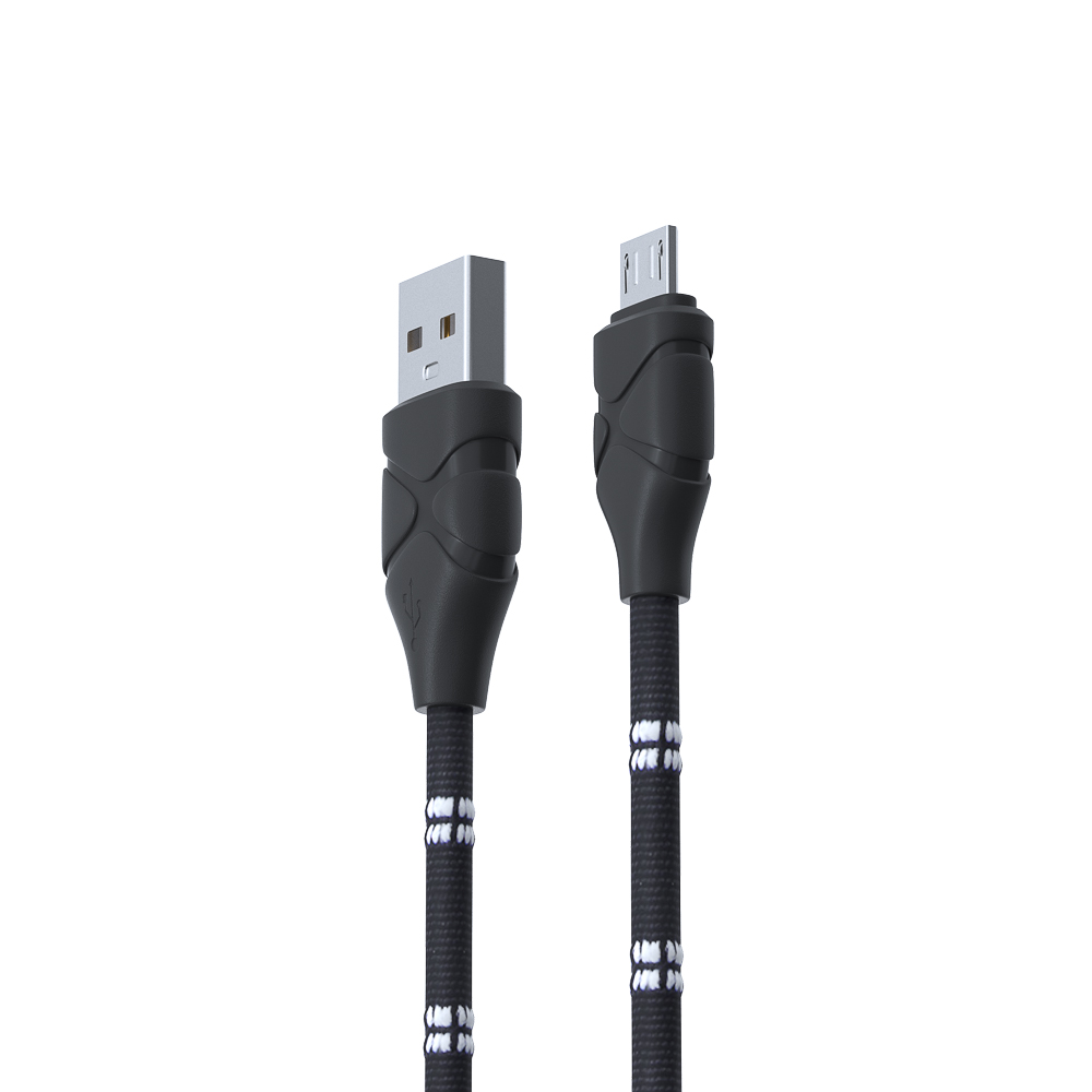 Кабель для зарядки USB(A)-microUSB FORZA Питон, 1м, 2А, тканевая оплётка, 3 цвета, пакет, арт.№ 470-076