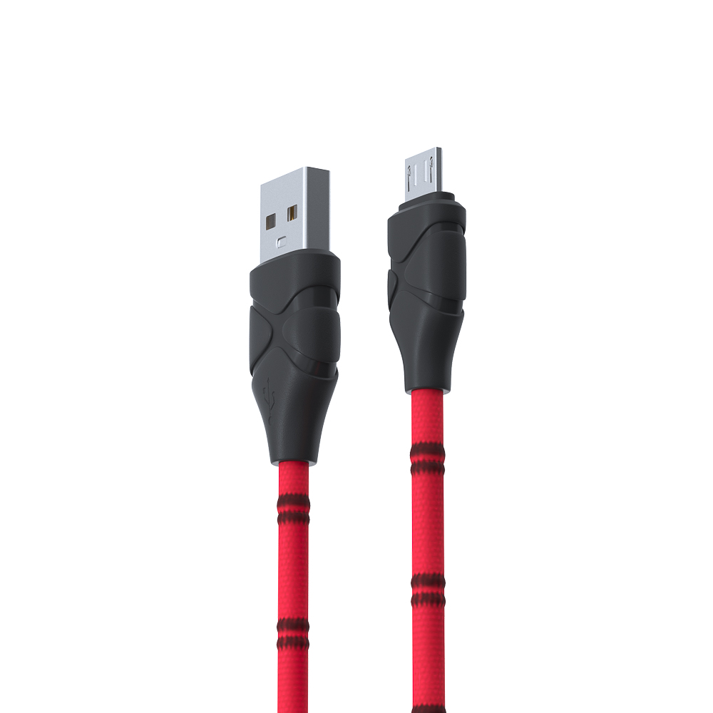 Кабель для зарядки USB(A)-microUSB FORZA Питон, 1м, 2А, тканевая оплётка, 3 цвета, пакет, арт.№ 470-076