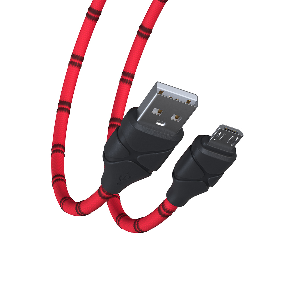 Кабель для зарядки USB(A)-microUSB FORZA Питон, 1м, 2А, тканевая оплётка, 3 цвета, пакет, арт.№ 470-076