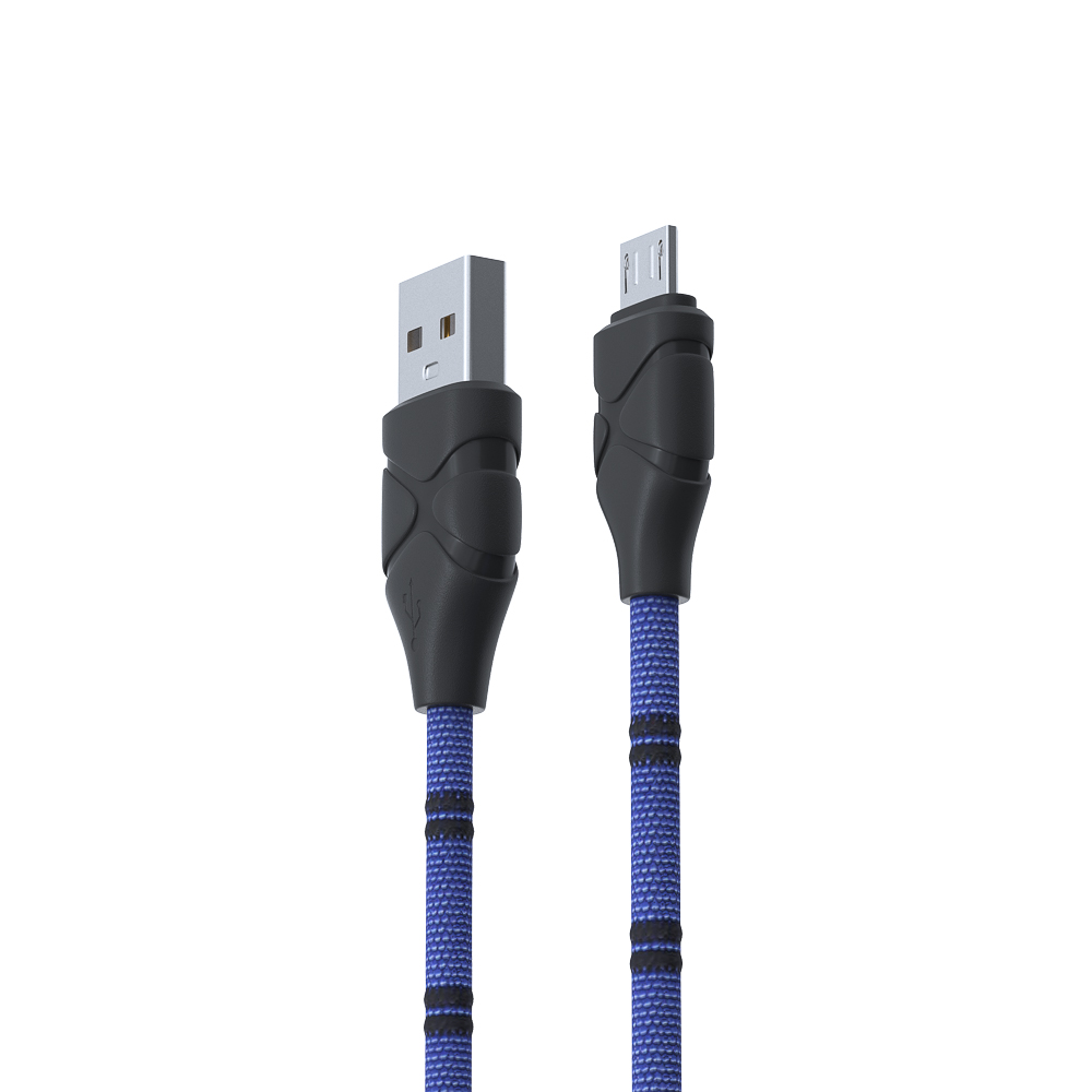 Кабель для зарядки USB(A)-microUSB FORZA Питон, 1м, 2А, тканевая оплётка, 3 цвета, пакет, арт.№ 470-076