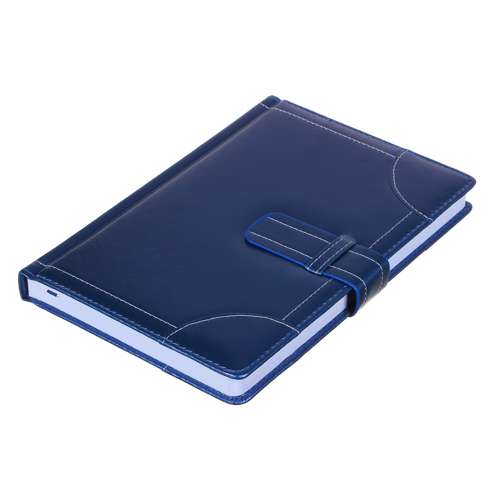 Ежедневник недатир."Брутал" А5, 320стр, тв.обл.с поролоном, накл.углы, прошивка, хлястик, ПУ, синий, арт.№ 572-068