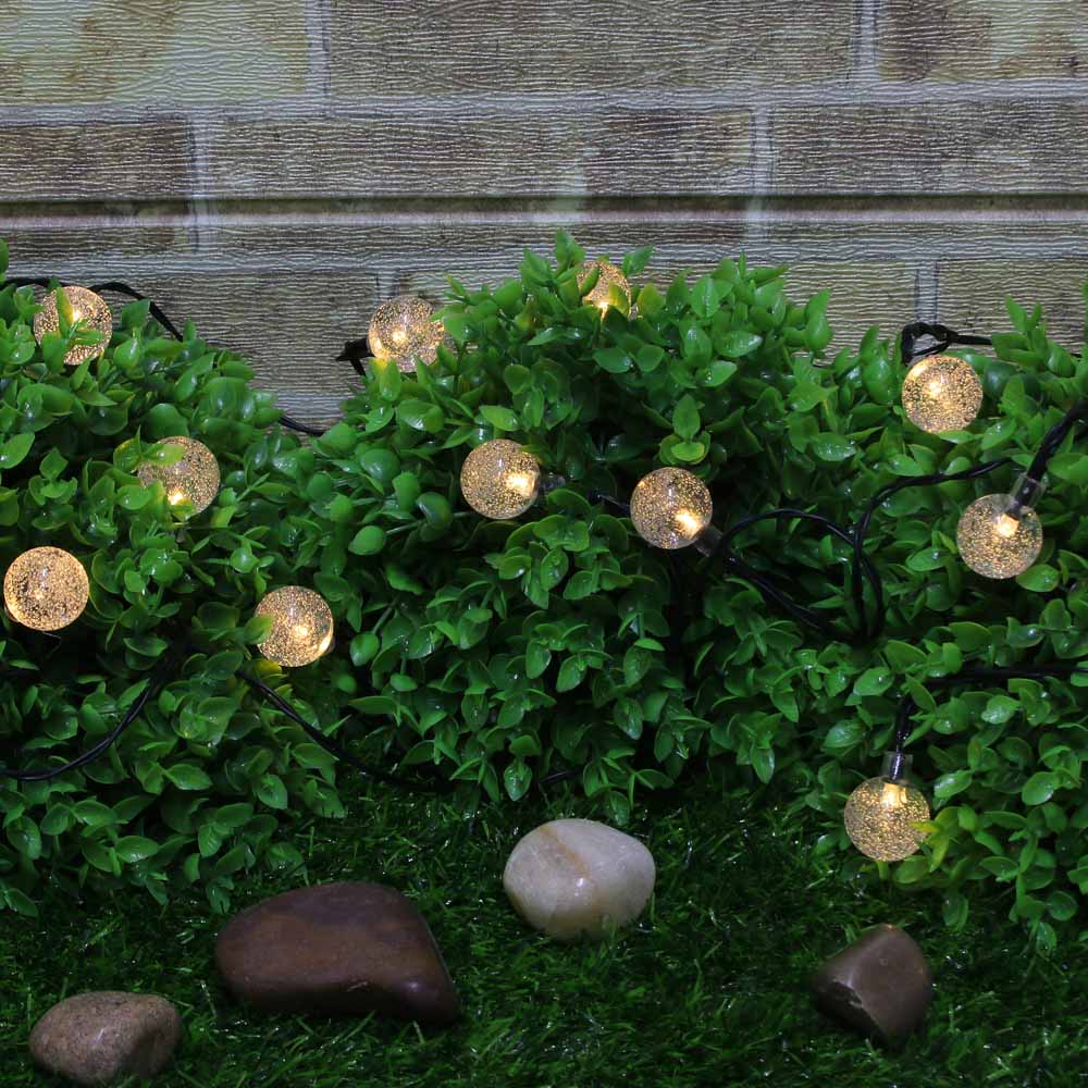 Гирлянда уличная шар на солнечной батарее 4 м INBLOOM, 10LED, свечение шампань, 2 режима, провод ПВХ зеленый, 600 мАч, арт.№ 185-063