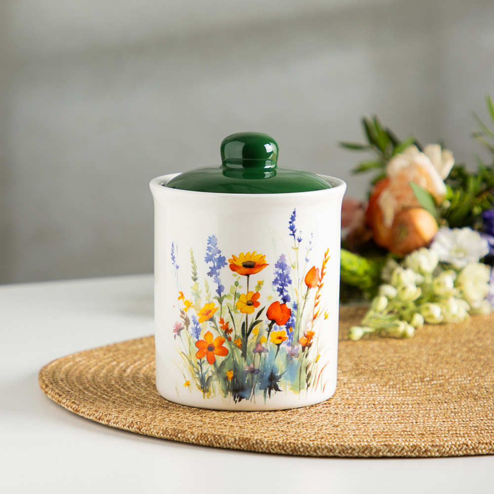 MILLIMI Полевые цветы Банка для хранения, 470мл, 9,5х13см, керамика, арт.№ 824-017