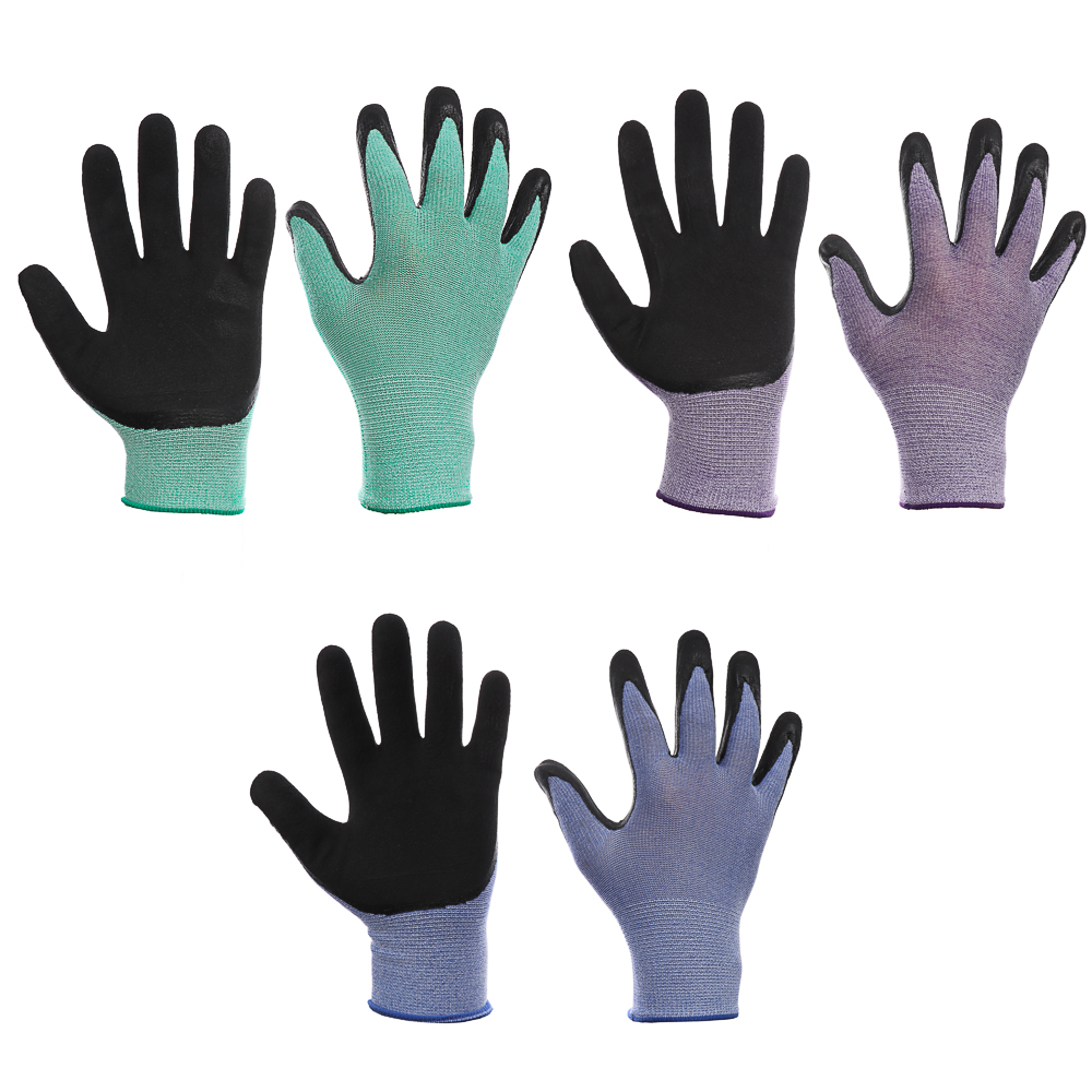 INBLOOM Перчатки садовые с латексным полуобливом, полиэстер,спандекс,р.9, 23см, 39г, арт.№ 180-014