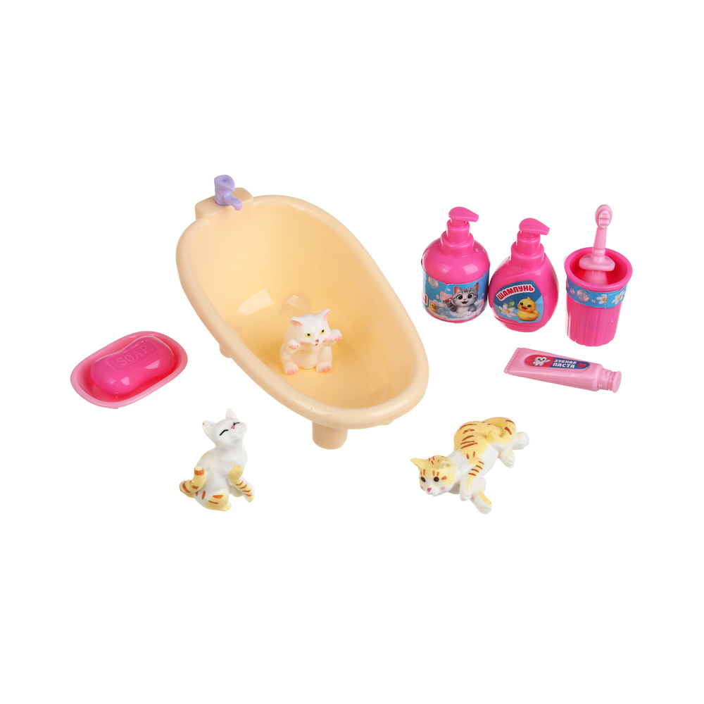 Игровой набор "Котя с аксессуарами", ABS, Н24, тм ИГРОЛЕНД, 3+, арт.№ 258-115