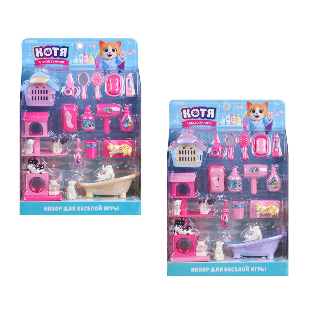Игровой набор "Котя с аксессуарами", ABS, Н24, тм ИГРОЛЕНД, 3+, арт.№ 258-115