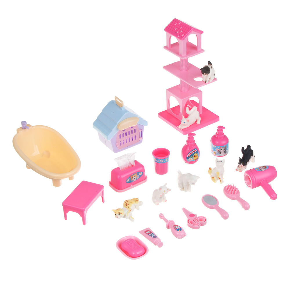 Игровой набор "Котя с аксессуарами", ABS, Н24, тм ИГРОЛЕНД, 3+, арт.№ 258-115