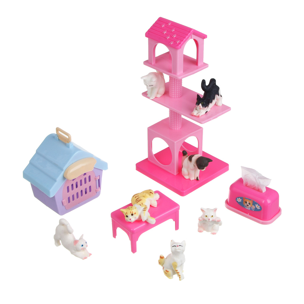 Игровой набор "Котя с аксессуарами", ABS, Н24, тм ИГРОЛЕНД, 3+, арт.№ 258-115