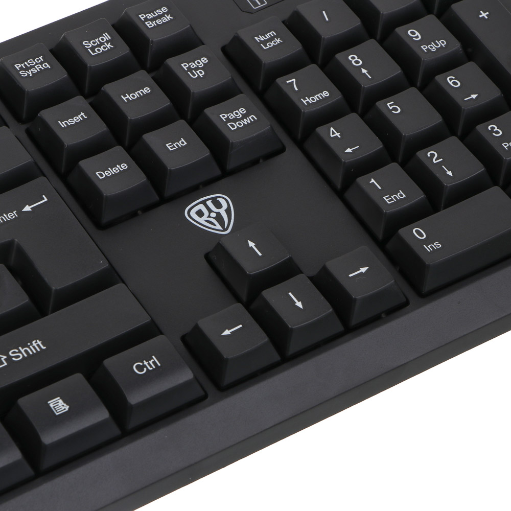 Клавиатура проводная BY PROMO, мембранная, 104кл., белая кириллица, USB, каб. 135см, черный, арт.№ 405-118