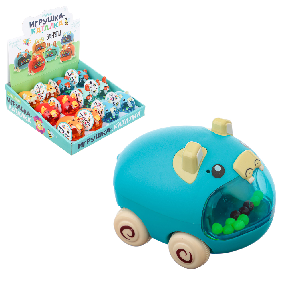 ИГРОЛЕНД Игрушка для малыша каталка "Зверята", 31х9х29см, ABS, 6 дизайнов, арт.№ 866-002
