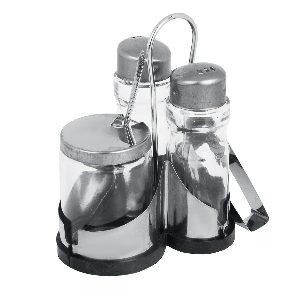 VETTA Набор для соли, перца и горчицы с салфетницей "Комфорт", h13см, нерж. сталь, стекло, арт.№ 828-007