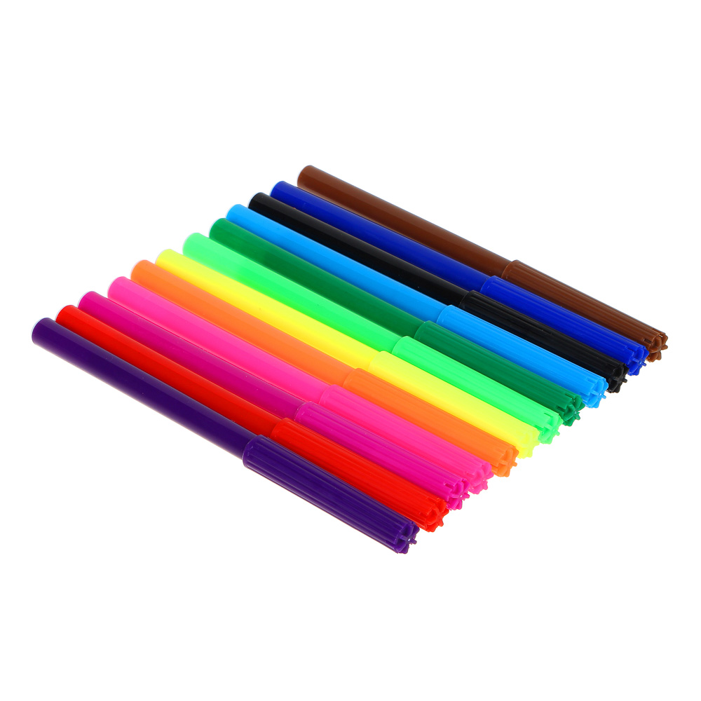 ХЭВ Э НАЙС ДЭЙ Фломастеры 12 цветов, с цвет. вентилир. колпачком, смываемые, пластик, в ПВХ пенале, арт.№ 256-263