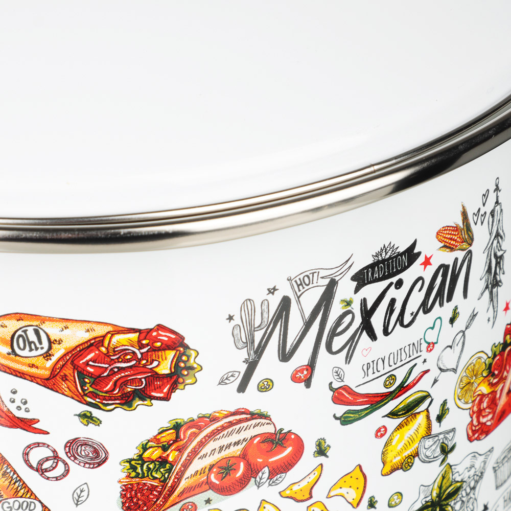 Мексика Кастрюля цилиндрическая эмалированная 3л, арт.№ 894-539