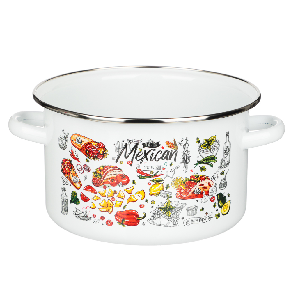 Мексика Кастрюля цилиндрическая эмалированная 3л, арт.№ 894-539