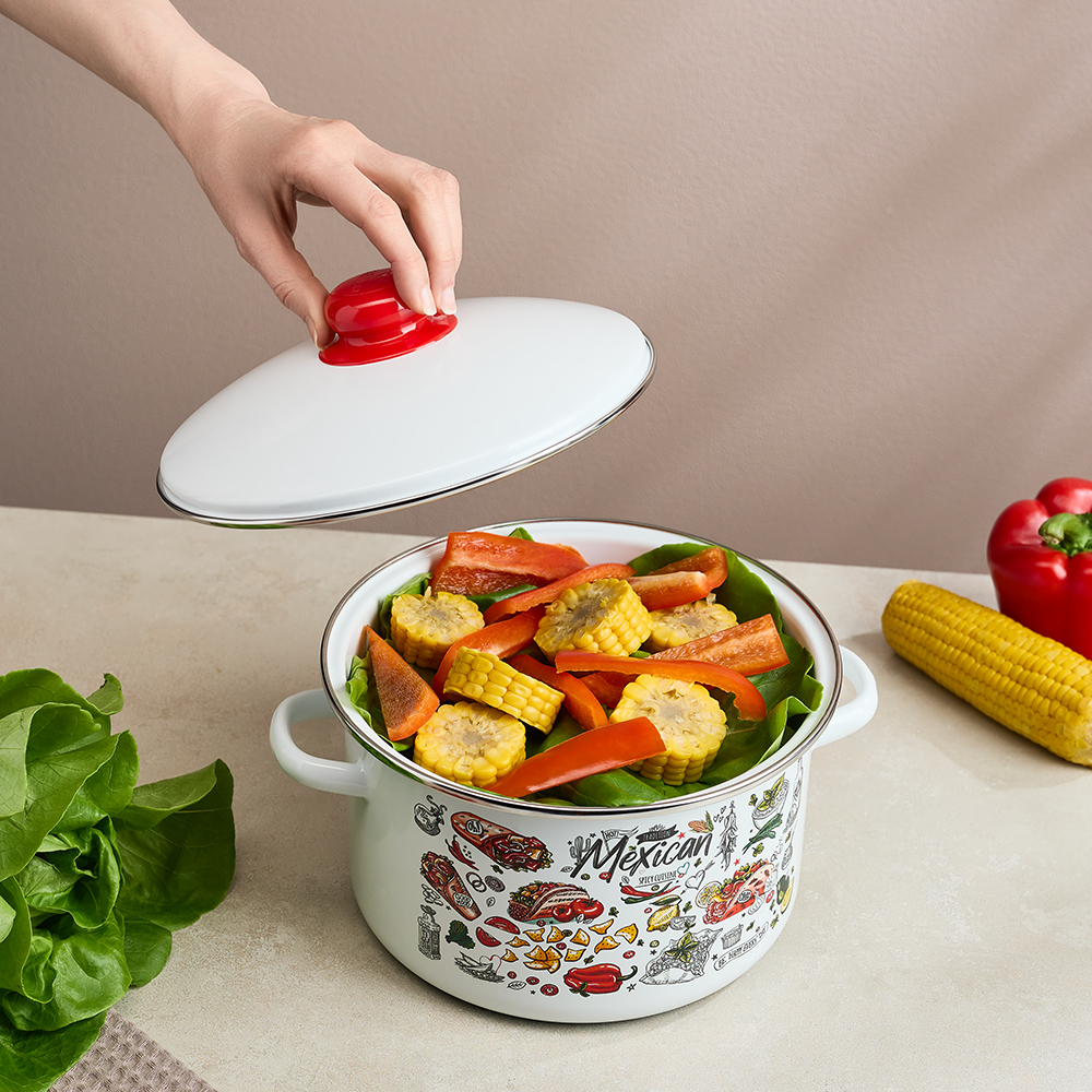 Мексика Кастрюля цилиндрическая эмалированная 4л, арт.№ 894-553