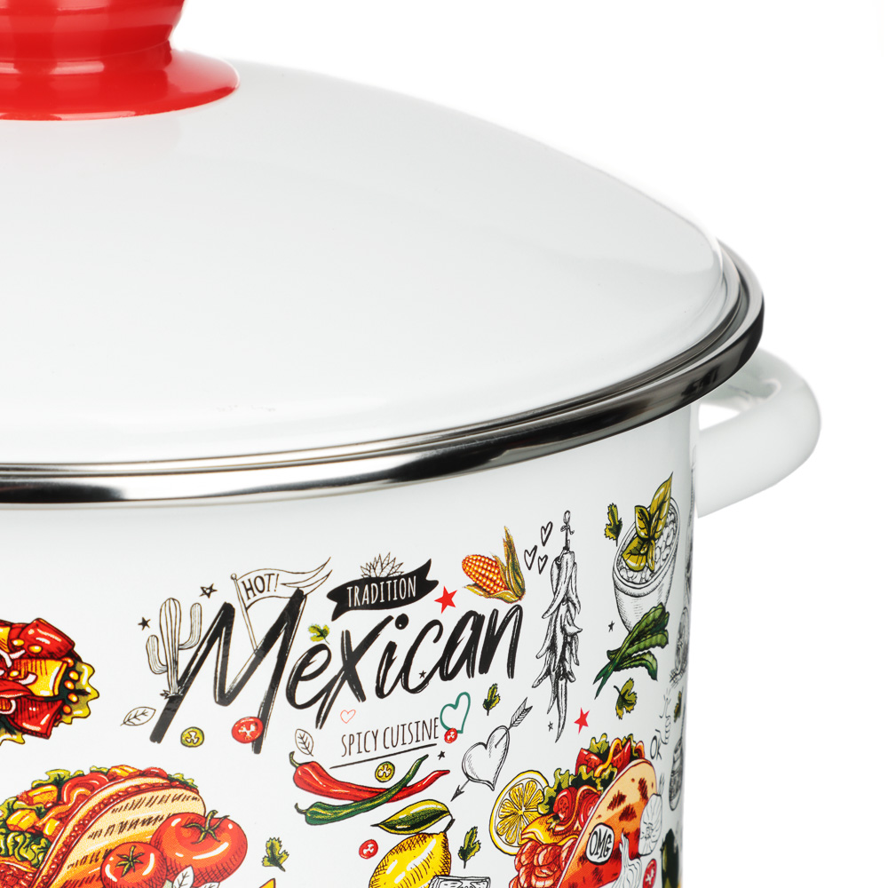 Мексика Кастрюля цилиндрическая эмалированная 4л, арт.№ 894-553