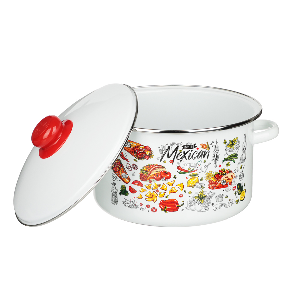 Мексика Кастрюля цилиндрическая эмалированная 4л, арт.№ 894-553