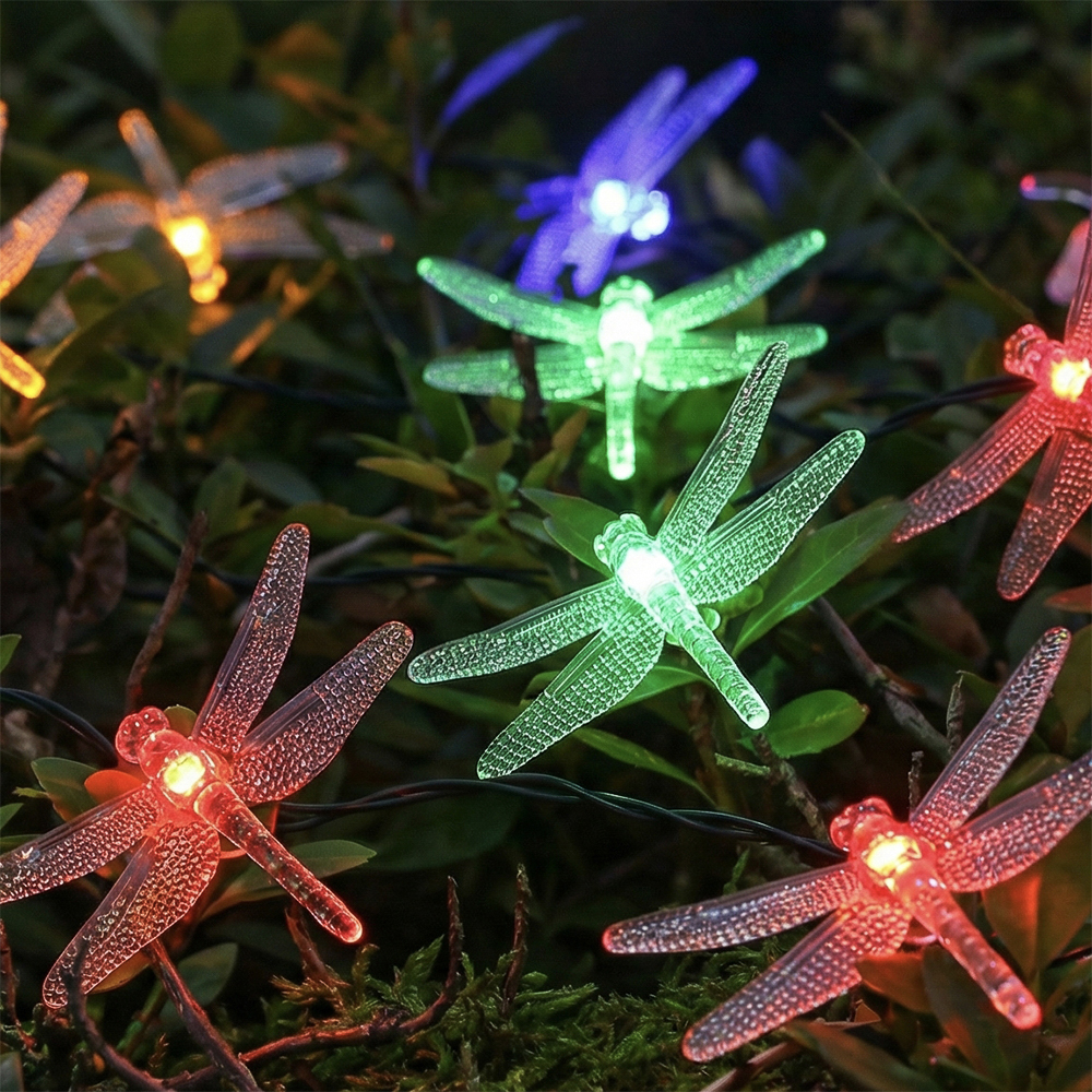 Гирлянда уличная стрекоза на солнечной батарее 7 м INBLOOM, 25 LED, свечение мульти, 2 режима, ПВХ, 600 мАч, арт.№ 185-041