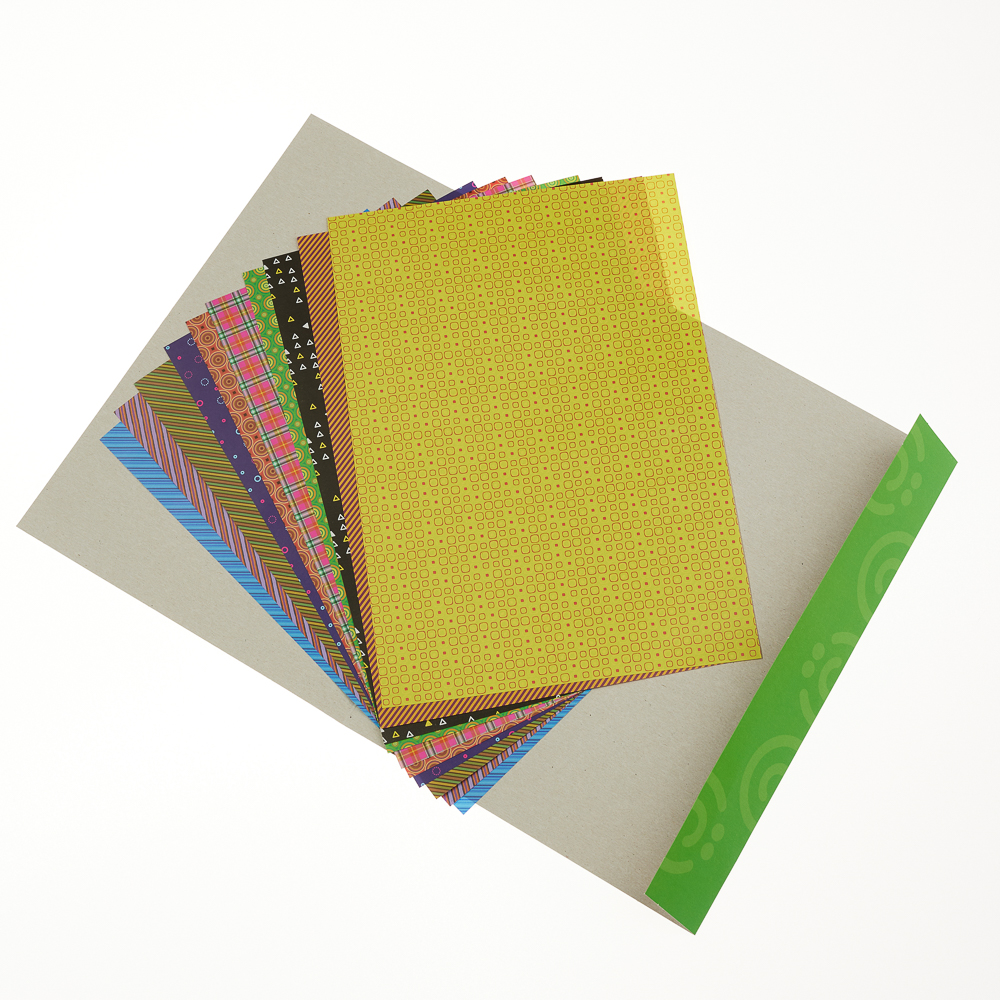 ВСЁГАЗИН Бумага цветная мелованная, А4, с узорами, 2-стор., 10л., 10цв., арт.№ 059-024