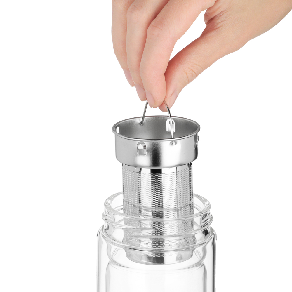 SATOSHI Термос-кружка с ситечком заваривания 500мл, стекло, двойные стенки, арт.№ 841-883